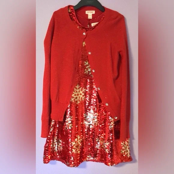 Cat &Jack size 6/6X red and gold sequin Christmas dress